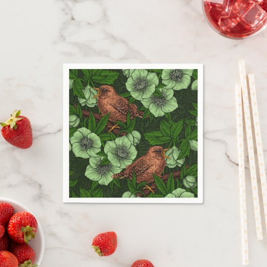 緑の黒い緑の上にウォレンとヘレボア スタンダードカクテルナプキン (インサイチュ)