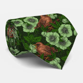 緑の黒い緑の上にウォレンとヘレボア ネクタイ (ロール)