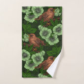 緑の黒い緑の上にウォレンとヘレボア バスタオルセット (ハンドタオル)