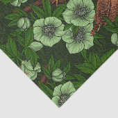 緑の黒い緑の上にウォレンとヘレボア 薄葉紙 (詳細)