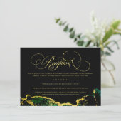 緑の黒い金ゴールド披露宴結婚の方向 エンクロージャーカード (スタンド正面)