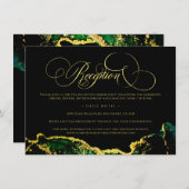 緑の黒い金ゴールド披露宴結婚の方向 エンクロージャーカード (正面/裏面)