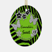 緑の黒い銀製のシマウマの菓子15の写真のオーナメント セラミックオーナメント (右)