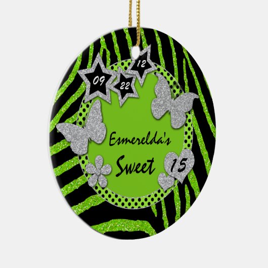 緑の黒い銀製のシマウマの菓子15の写真のオーナメント セラミックオーナメント (右)