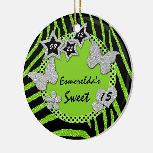 緑の黒い銀製のシマウマの菓子15の写真のオーナメント セラミックオーナメント (左)