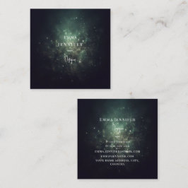 緑の黒かすかな優しいグリッター背景 スクエア名刺