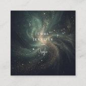 緑の黒かすかな優しいグリッター背景 スクエア名刺 (正面)