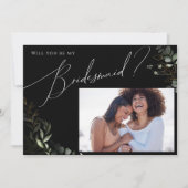 緑の黒と金ゴールドの写真の花嫁カード 招待状 (正面)