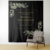 緑の黒と金ゴールドの卒業写真の背景 タペストリー (インサイチュ)