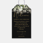 緑の黒と金ゴールドの好意ウェルカムバスケットバッグ ギフトタグ (正面)