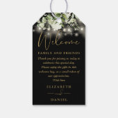 緑の黒と金ゴールドの好意ウェルカムバスケットバッグ ギフトタグ (裏面)