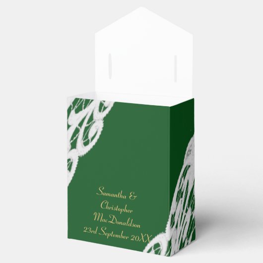 緑の黒と金ゴールドの白いレース結婚の フェイバーボックス (オープン)