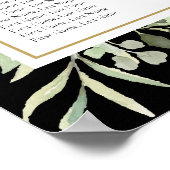 緑の黒と金ゴールド結婚の座席表 ポスター (角)