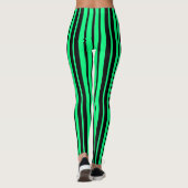緑の黒の垂直ストライプパターンデザイン レギンス (裏面)