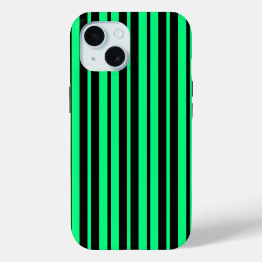 緑の黒の垂直ストライプパターンデザイン Case-Mate iPhoneケース (裏面)