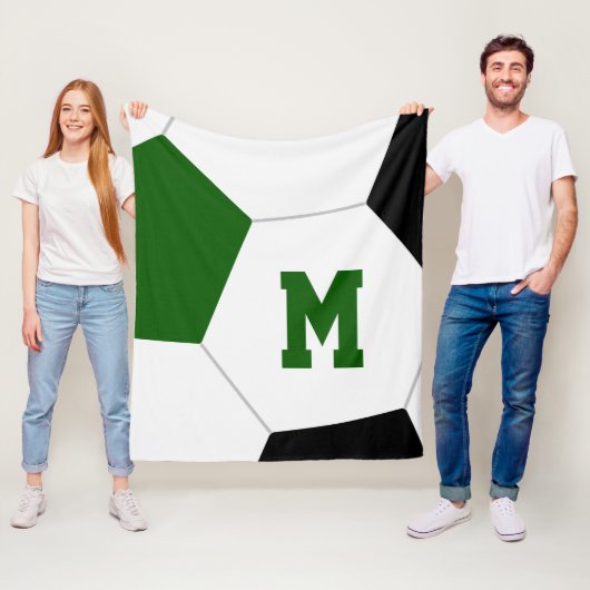 緑の黒またはあなたのカスタムサッカーチームの色 フリースブランケット (インサイチュ)