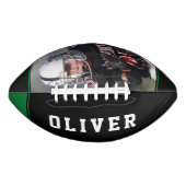 緑の黒ストライプ色のプレイヤー名の写真 アメリカンフットボール (正面)