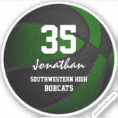 緑の黒チームは男の子のバスケットボールの女の子に色を付ける シール (正面)