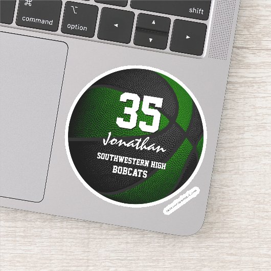 緑の黒チームは男の子のバスケットボールの女の子に色を付ける シール (詳細)