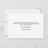 緑の黒モダン文字ベビーシャワー サンキューカード (裏面)