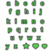 緑の黒小文字文字アルファベット シール (正面)