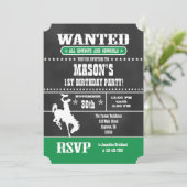 緑の黒板カウボーイ誕生日招待状 招待状 (スタンド正面)