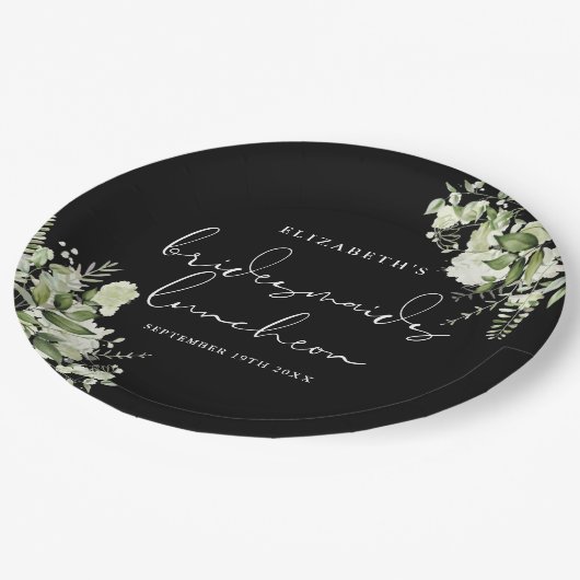 緑の黒白の花嫁の昼食会 ペーパープレート (アングル)