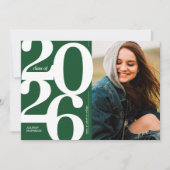 緑の2025年写真付き卒業パーティー招待状 招待状 (正面)