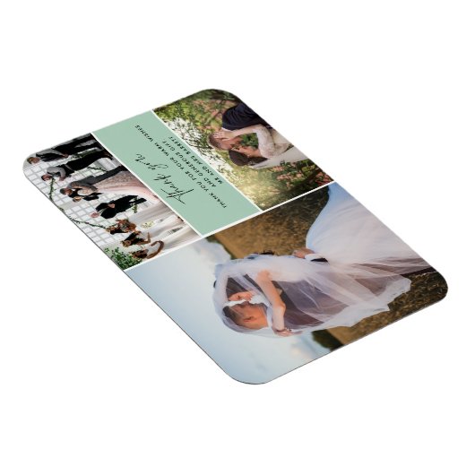 緑の3つの写真コラージュに感謝結婚します マグネット (右側)