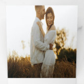 緑の3つ折り追加フォト結婚式招待状 三つ折り招待状 (内部最初)