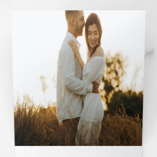 緑の3つ折り追加フォト結婚式招待状 三つ折り招待状 (内部最初)