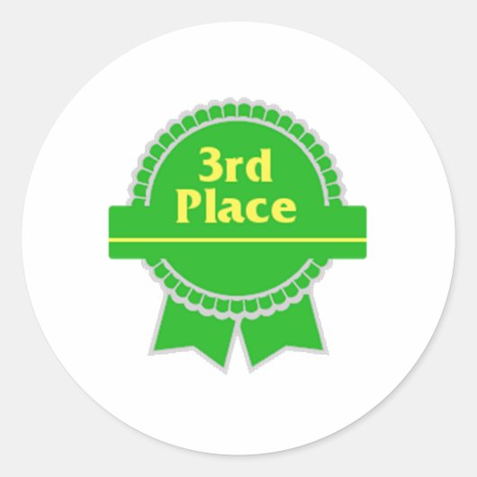 緑の3位リボン ラウンドシール (正面)