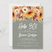 緑の30歳の誕生日 秋の花と蝶 招待状 (正面)