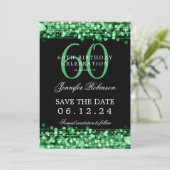 緑の60th誕生日パーティー日付を保存 招待状 (スタンド正面)