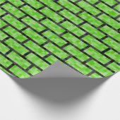 緑の8ビットビデオゲームの一見の煉瓦パターン ラッピングペーパー (角)