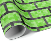 緑の8ビットビデオゲームの一見の煉瓦パターン ラッピングペーパー (ロールコーナー)