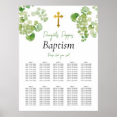 緑の《キリスト教》洗礼式や命名式バプテスマ座席表 ポスター (正面)