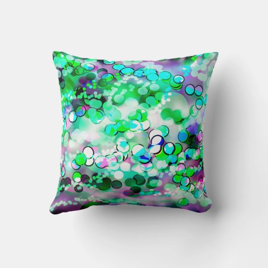 緑の《写真》ぼけ味92015のリミックスされた枕 クッション (裏面)