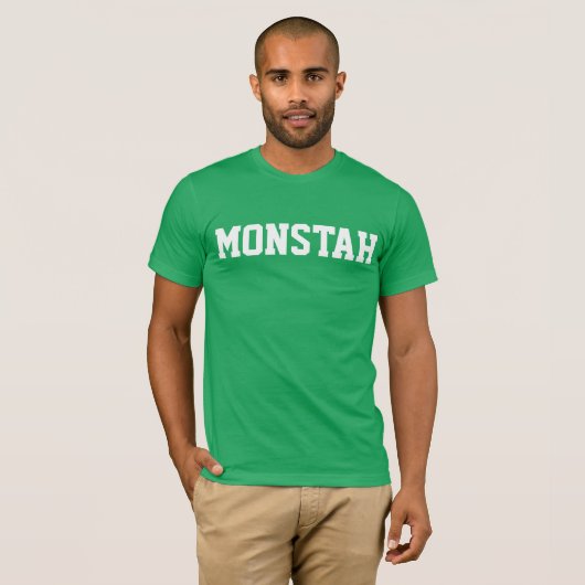 緑の"Monstah"のティー Tシャツ (正面フル)