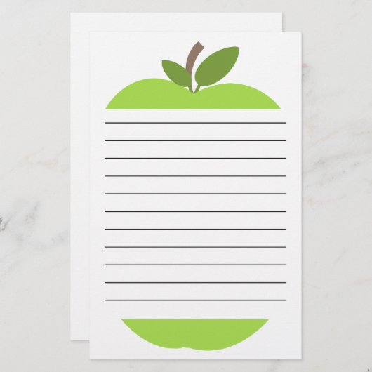 緑のAppleによって並べられる文房具 便箋 (正面/裏面)