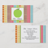 緑のAppleの多彩な水玉模様の先生 名刺 (正面/裏面)