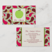 緑のApple及びペイズリーの先生の名刺 名刺 (正面/裏面)