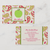 緑のApple及びペイズリーの先生の名刺 名刺 (正面/裏面)