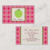 緑のApple及び格子縞の先生の名刺 名刺 (正面/裏面)