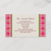 緑のApple及び格子縞の先生の名刺 名刺 (裏面)