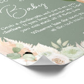 緑のBohoクマ気球の赤ちゃんシャワーはベビーと言わない ポスター (角)