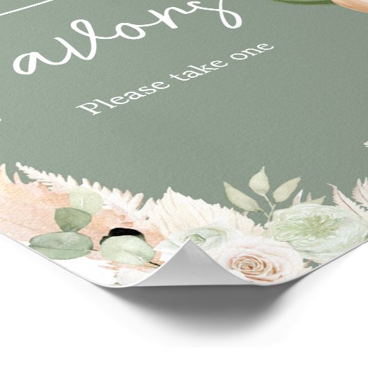 緑のBohoクマ気球の赤ちゃんシャワー好意 ポスター (角)