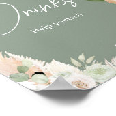 緑のBohoクマ気球ベビーシャワードリンク ポスター (角)