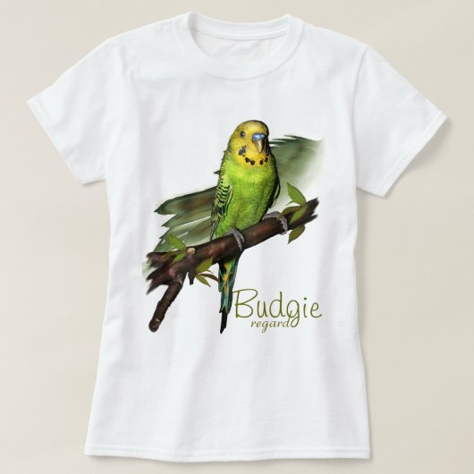 緑のBudgieの芸術のティー Tシャツ (デザイン正面)