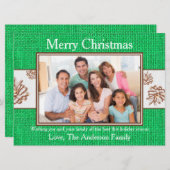 緑のBurlap Pinecones写真 – 6x8クリスマスカード シーズンカード (正面/裏面)